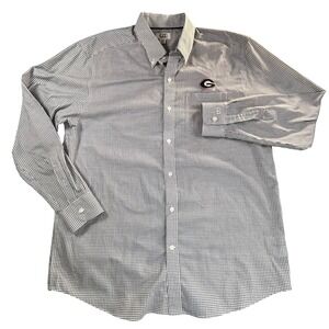 Cutter Buck Mens Long Sleeve Button Down Shirt Georgia Bulldogs Gingham Size L‎